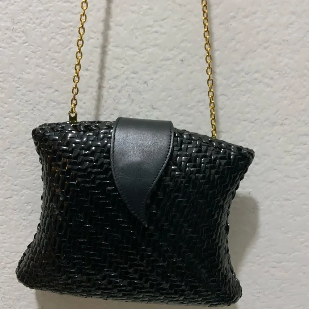 Impulse by SHARIF Leather & PVC Handwoven Basket Weave gold chain